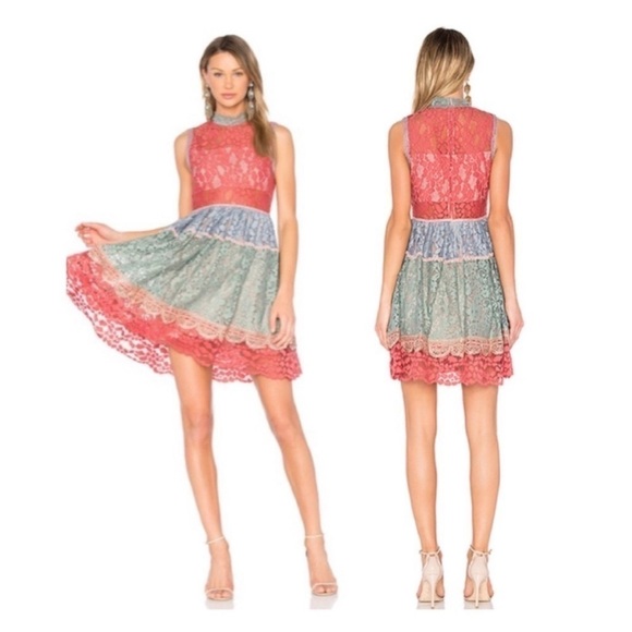 ALEXIS Vedette floral lace Colorblock A-Line mini dress XS - Picture 1 of 10